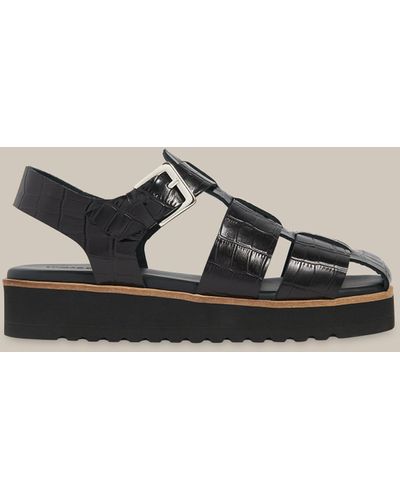 Whistles Kendra Croc Sandal - Black