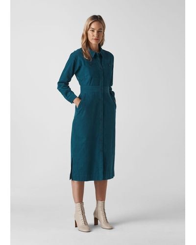 Whistles Romaine Cord Dress - Blue