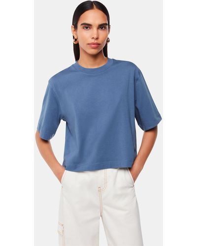 Whistles Cropped Relaxed Tee - Blue
