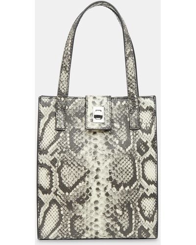 Whistles Eben Snake Mini Turn Lock Tote - White