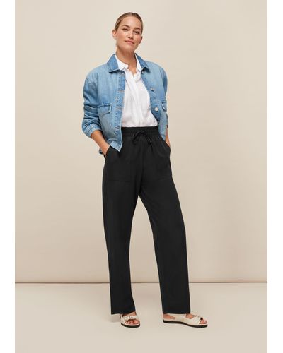 Whistles Washed Wide Leg Trouser - Blue