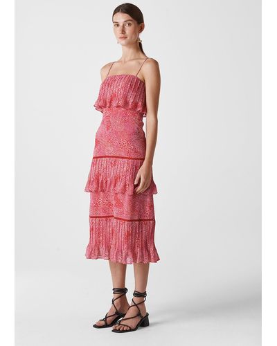 Whistles Abstract Animal Tier Dress - Pink