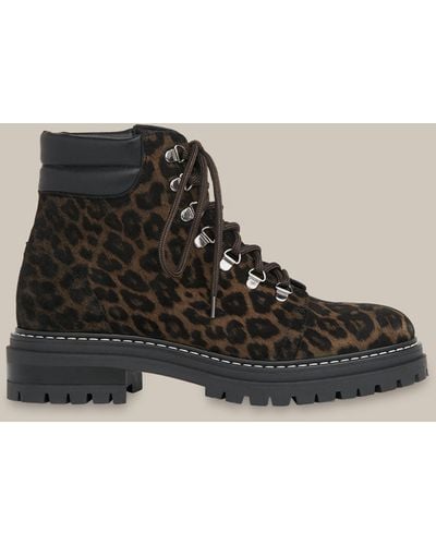 Whistles Amber Leopard Lace Up Boot - Multicolour