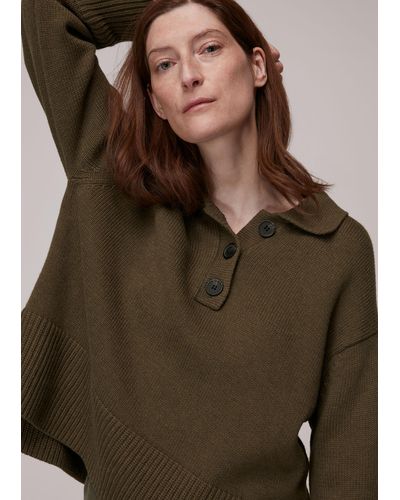Whistles Button Front Polo Knit - Brown
