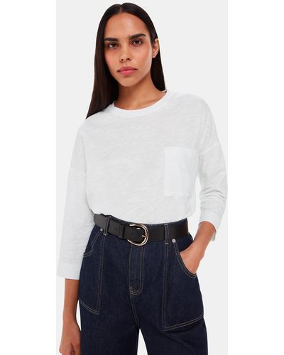 Whistles Cotton Patch Pocket Top - White