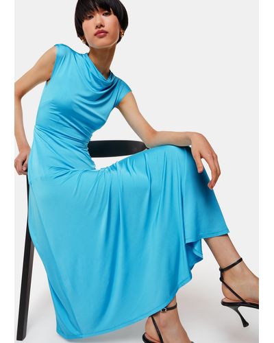 Whistles Iris Asymmetric Jersey Dress - Blue