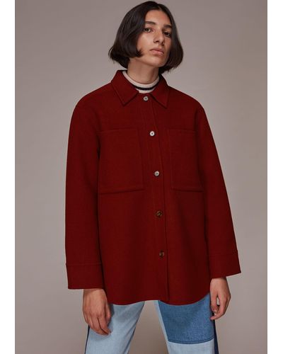 Whistles Classic Wool Overshirt - Red