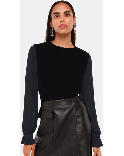 Whistles Bella Velvet Top - Black