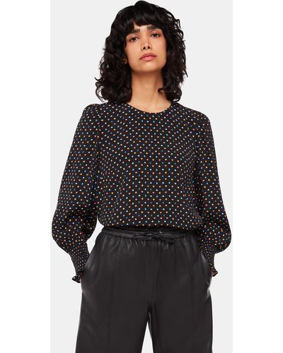 Whistles Scattered Hearts Blouse - Black