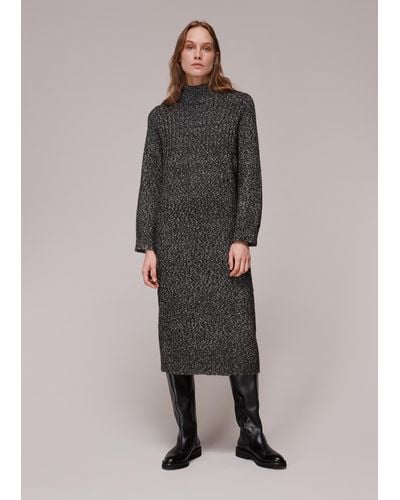 Whistles Flecked Knitted Midi Dress - Grey