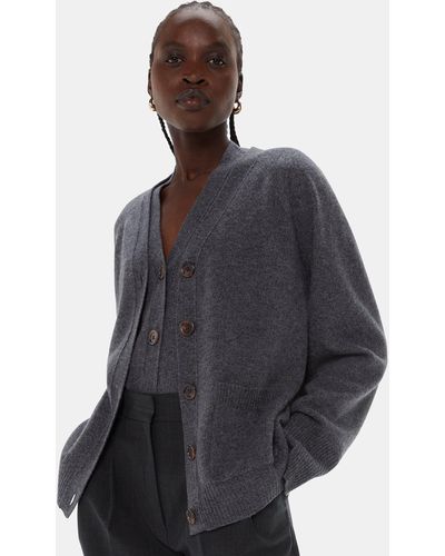 Whistles Wool Relaxed Pocket Cardigan - Grey