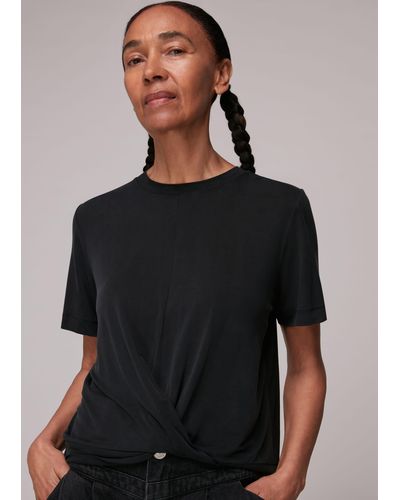 Whistles Twist Front Cupro Top - Black