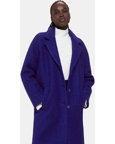 Whistles Anita Wool Boucle Coat - Blue