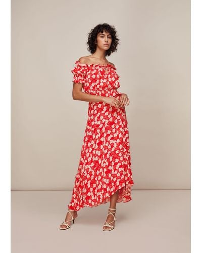 Whistles Floral Garland Wrap Skirt - Red