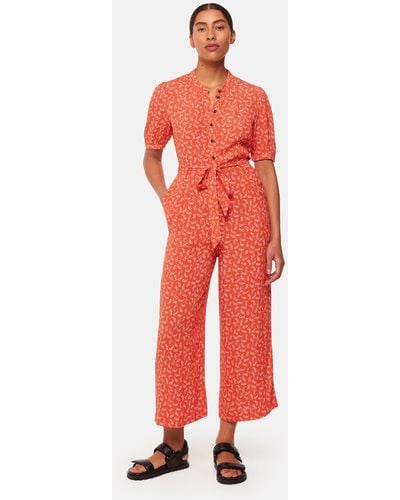 Whistles Micro Floral Jumpsuit - Red