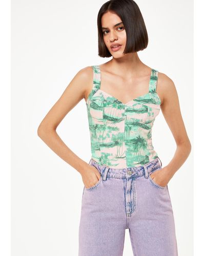 Whistles Waving Palms Bustier Top - Green