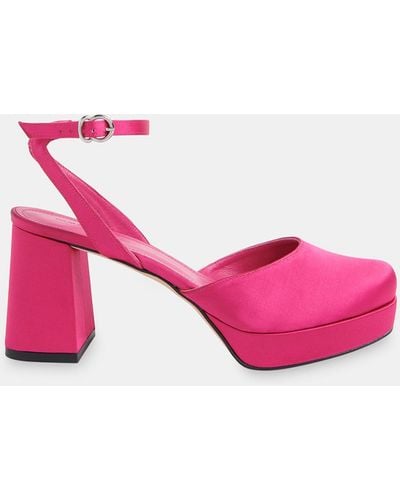 Whistles Estella Satin Platform Shoe - Pink