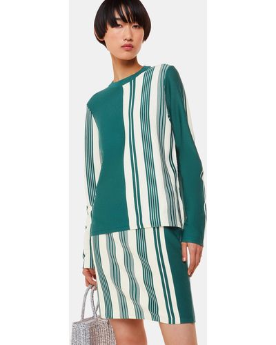 Whistles Vertical Stripe Knitted Skirt - Green