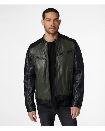 Wilsons Leather Drake Color Block Leather Jacket - Black