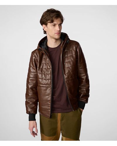 Wilsons Leather Faux Leather Hoodie - Brown