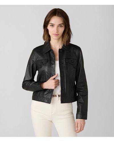 Wilsons Leather Leather Jean Jacket - Black