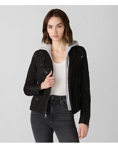 Wilsons Leather Holly Hooded Leather Jacket - Black