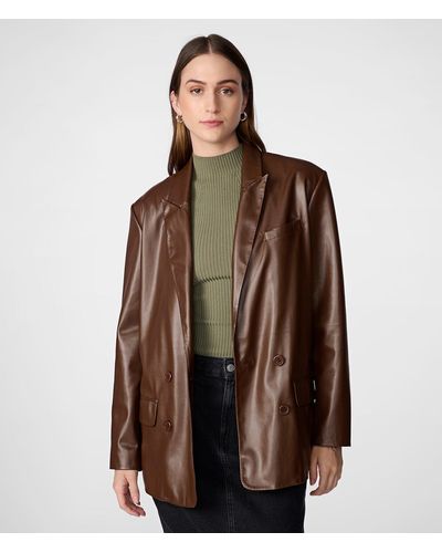 Wilsons Leather Faux Leather Blazer - Brown