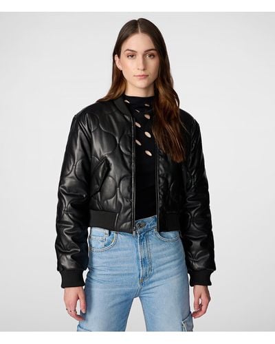 Wilsons Leather Faux Leather Quilted Cropped Jacket - Black