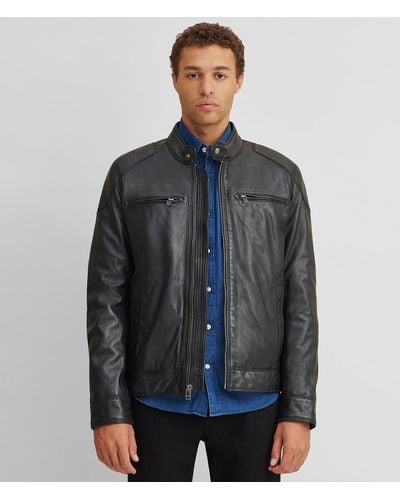 Wilsons Leather Leather Jacket With Shoulder Patches - Black