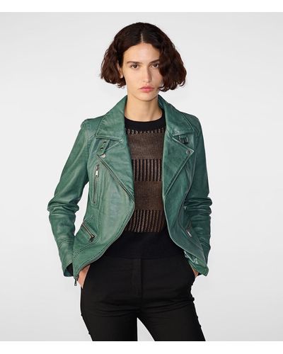 Wilsons Leather Marissa Moto Jacket Asymmetric - Green