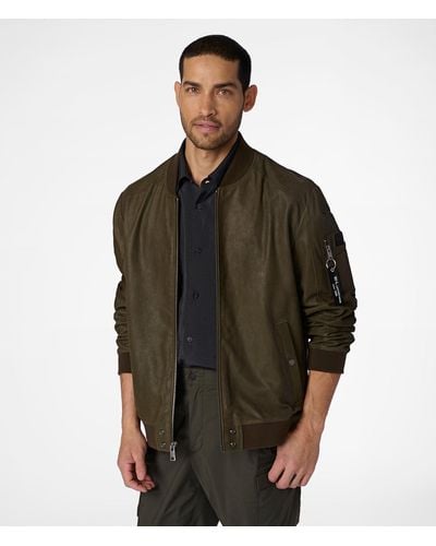 Wilsons Leather James Genuine Leather Bomber Jacket - Green