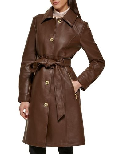 Wilsons Leather Faux Leather Belted Trench - Brown