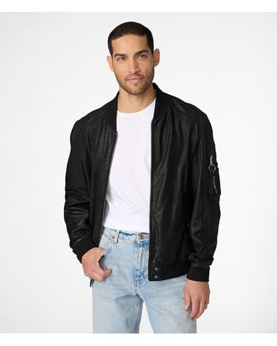 Wilsons Leather James Genuine Leather Bomber Jacket - Black