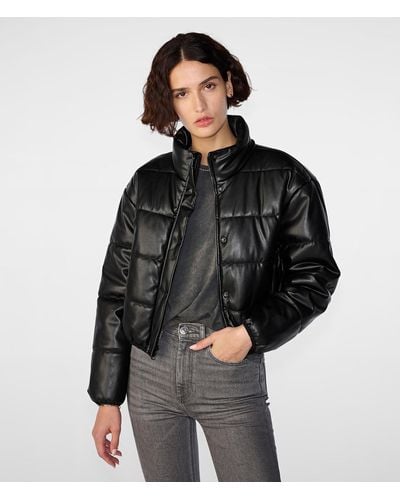 Wilsons Leather Faux Leather Puffer Jacket - Black
