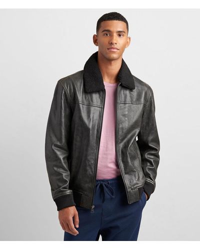 Wilsons Leather Leather Aviator Bomber With Detachable Faux Fur - Black