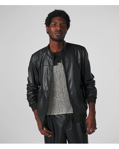 Wilsons Leather Faux Leather Bomber - Gray
