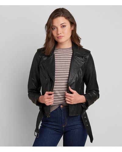 Wilsons Leather Carly Genuine Leather Moto Jacket - Black