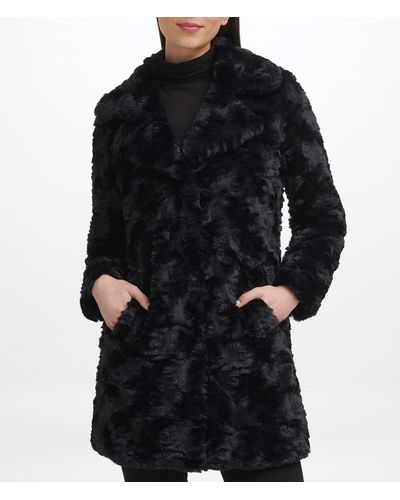Wilsons Leather Classic Textured Faux Fur Coat - Blue