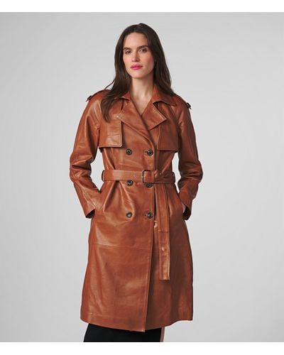 Wilsons Leather Ayla Trench Coat With Belt - Brown