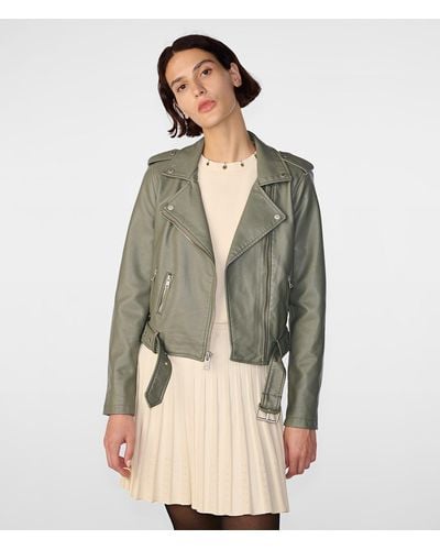 Wilsons Leather Faux Leather Moto Jacket - Green
