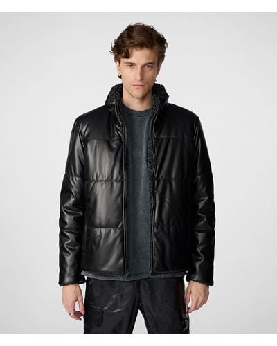 Wilsons Leather Faux Leather Sherpa Puffer - Black