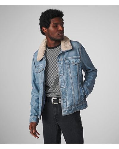 Wilsons Leather Luxton Denim Leather Jacket With Shearling - Blue