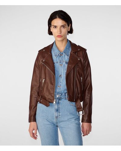 Wilsons Leather Faux Leather Moto Jacket - Brown
