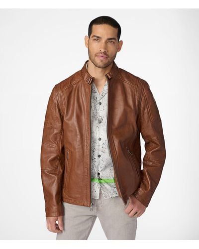 Wilsons Leather Josh Leather Moto Jacket - Brown