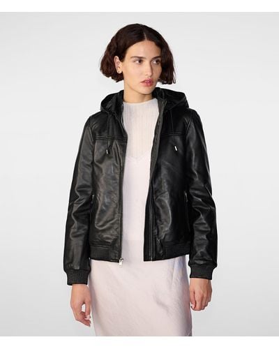 Wilsons Leather Kaylee Hooded Leather Jacket - Black