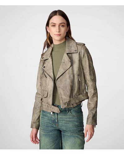 Wilsons Leather Celine Asymmetrical Oversized Leather Jacket - Green