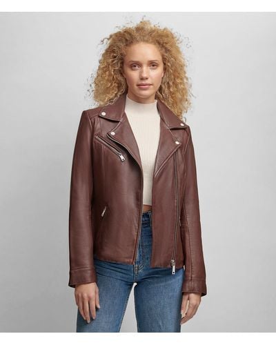 Wilsons Leather Leather Jacket With Metallic Details - Red
