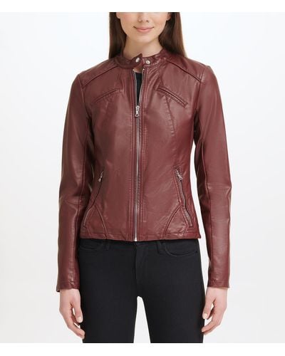 Wilsons Leather Faux Leather Scuba Jacket - Red