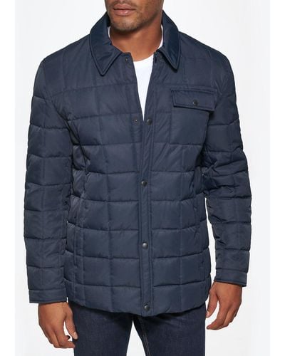 Wilsons Leather Box Quilt Down Shirt Jacket - Blue