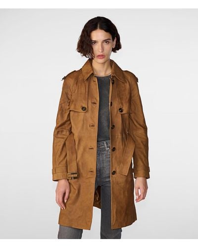 Wilsons Leather Mary Long Single Breasted Trench - Brown